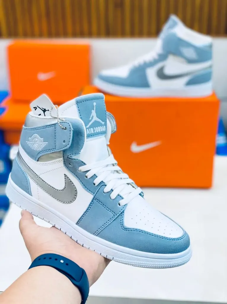 Sky Blue High-Top Street Sneakers – Premium Suede Finish